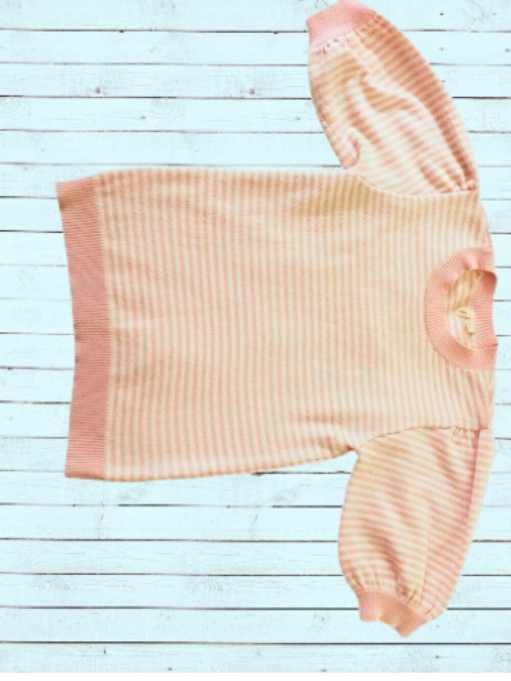 Anthropologie Moth Pastel Pink & White Striped Crewneck Sweater | Size Large 🌸